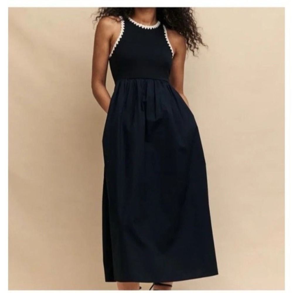 NWT Nobody's Child Crochet Trim Seattle Skater Dress Midi Pockets US8 UK 12 Boho